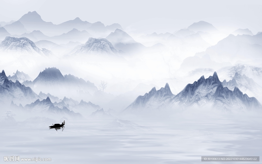 现代 新品山水墙画 Tif分层