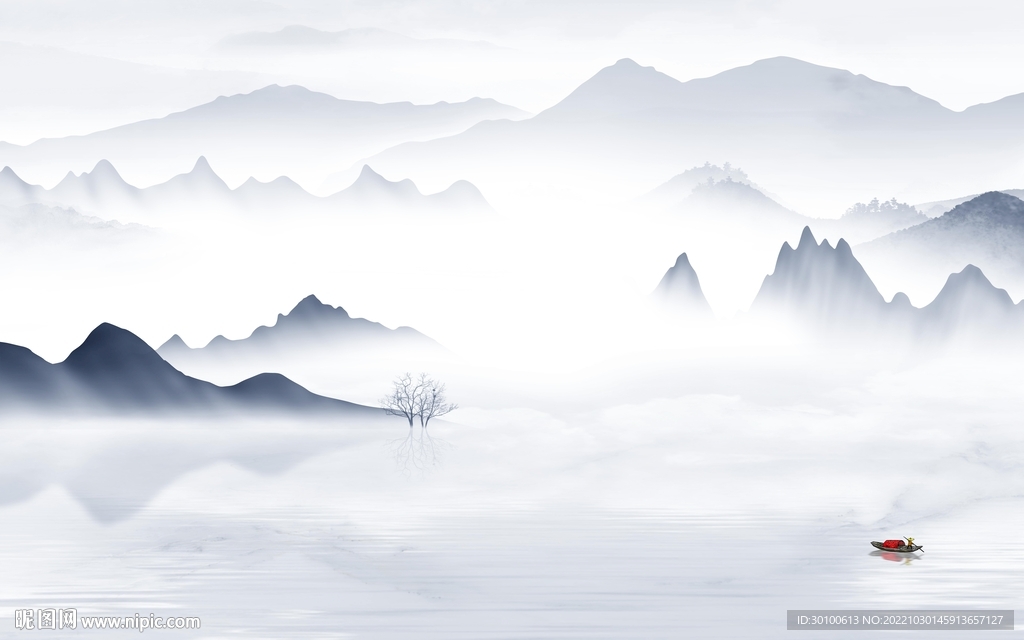 高档 新品山水墙画 Tif分层