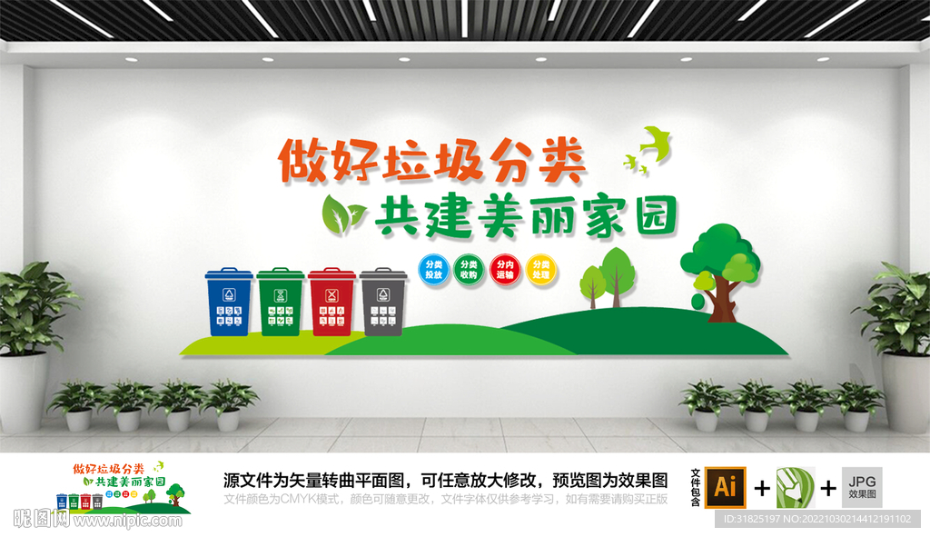 垃圾分类爱护环境文化墙