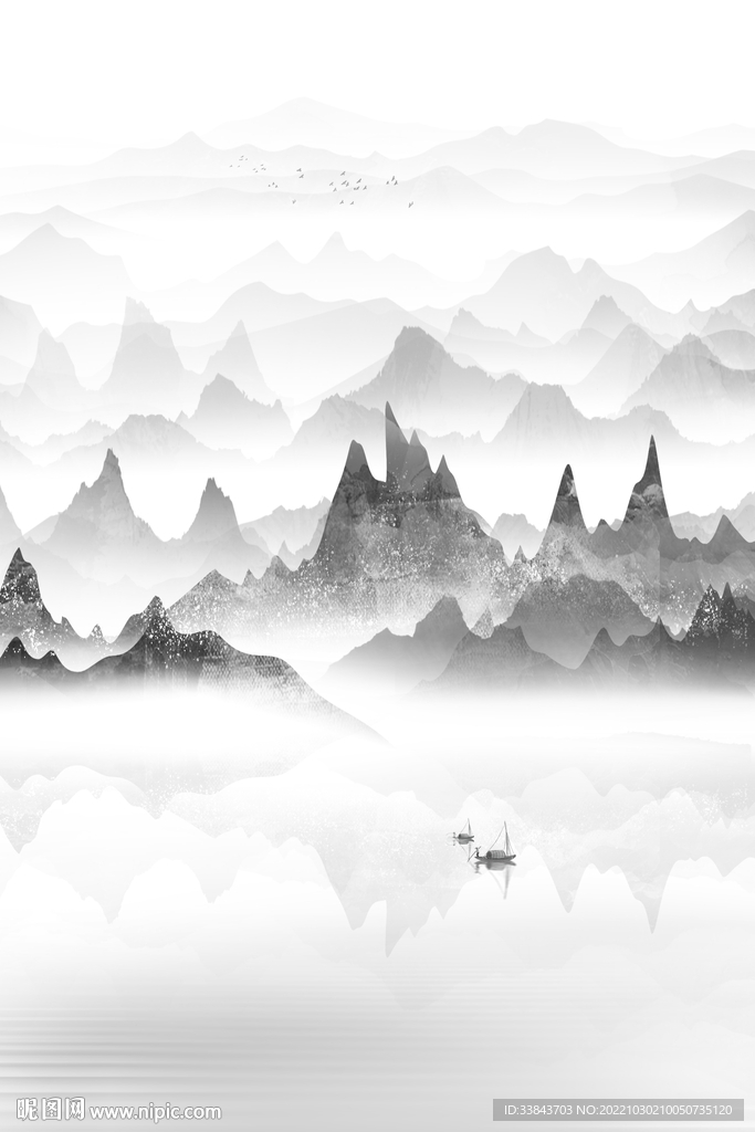 竖幅山水画
