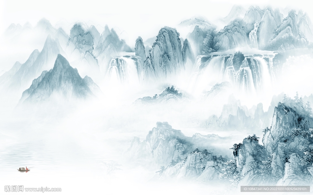 客厅 中式画山水图 TIf分层