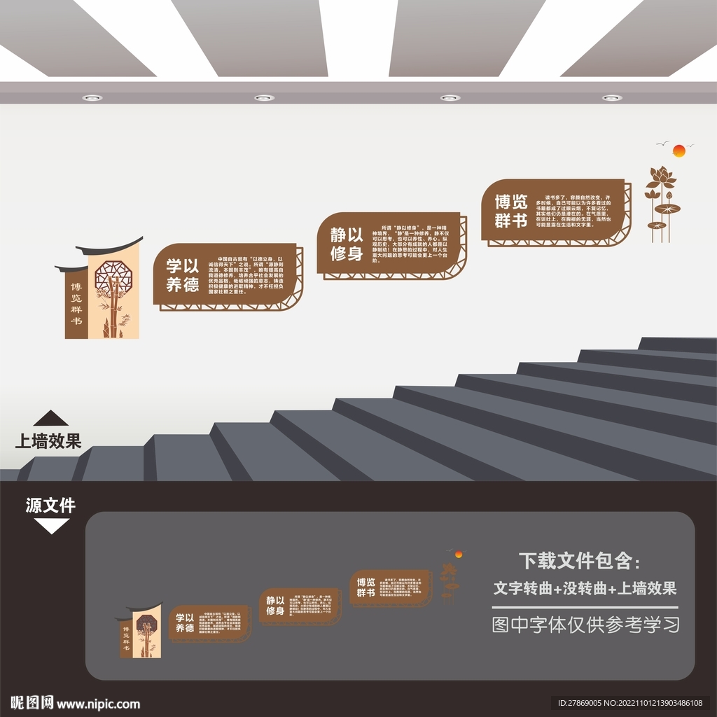 阅览室楼梯楼道文化墙