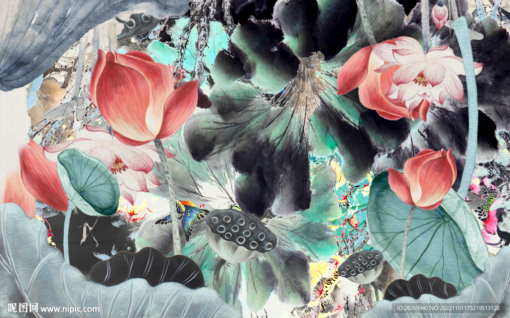 国画荷花