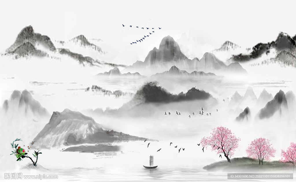水墨画设计图__PSD分层素材_PSD分层素材_设计图库_昵图网