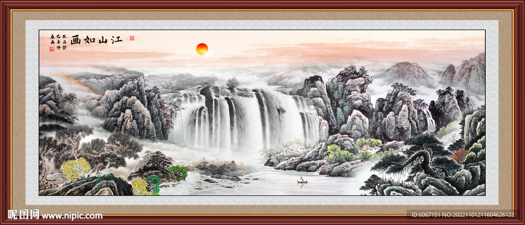 山水画国画山水风景装饰画