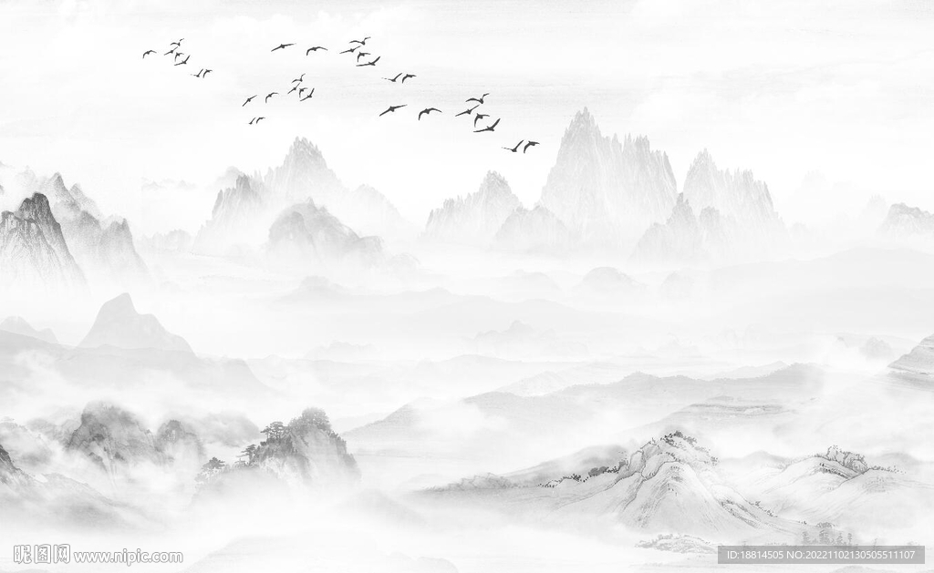 简约山水背景墙