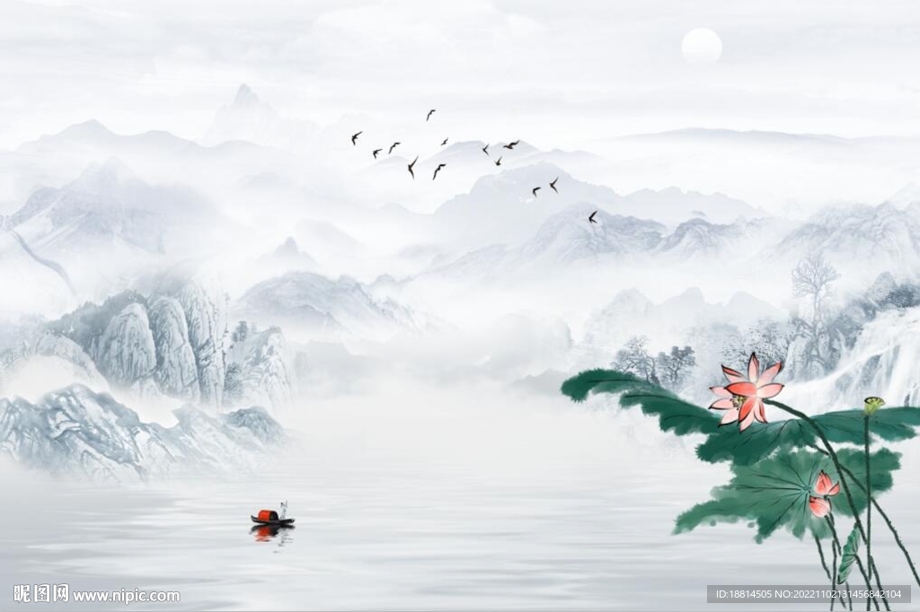 新中式山水背景墙