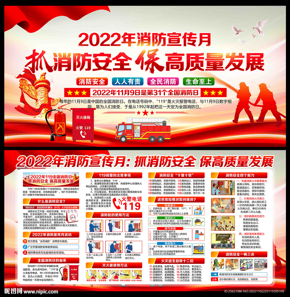 2022年消防安全宣传月展板