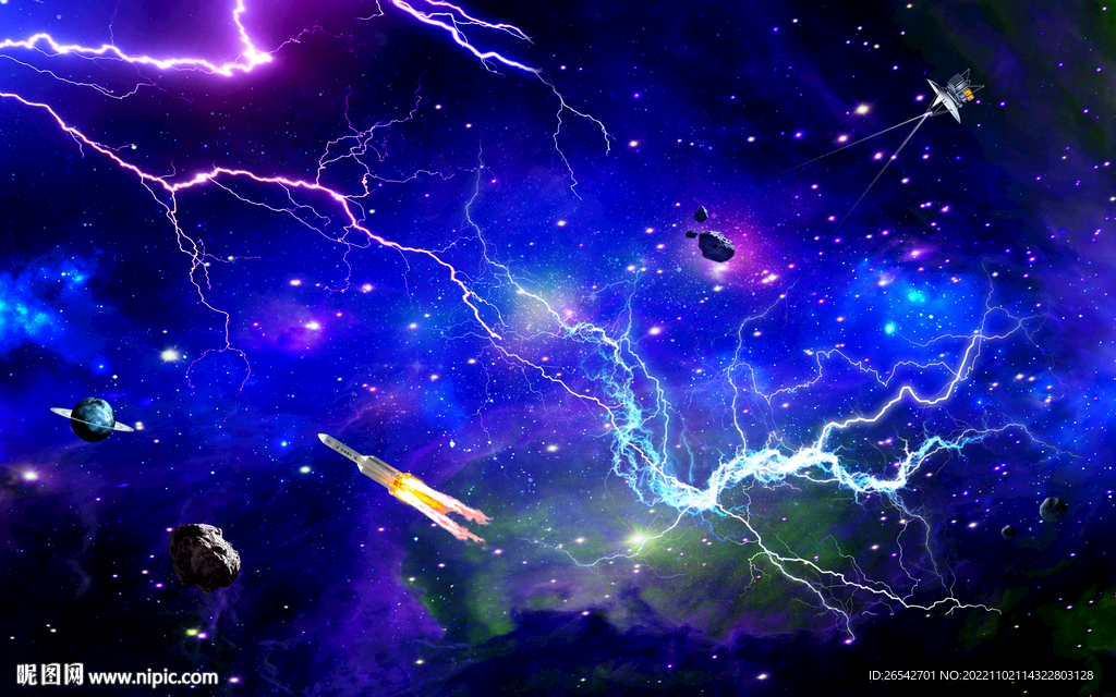 闪电星空