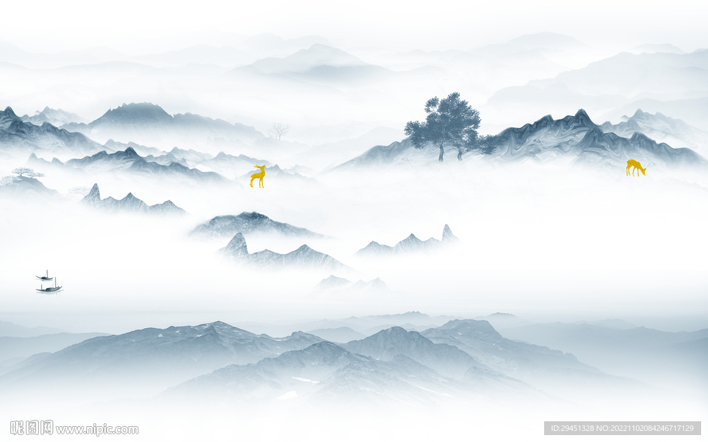 最新 客厅新山水画 Tif分层