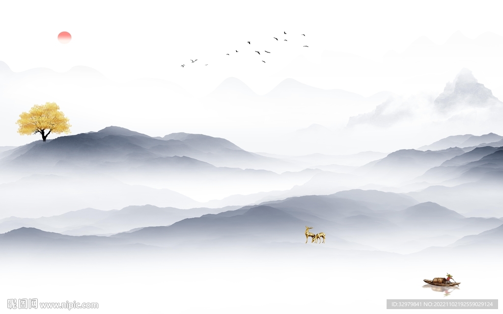 爆款 新品高端山水 tif分层