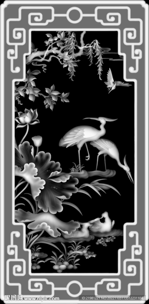 荷花灰度图图片