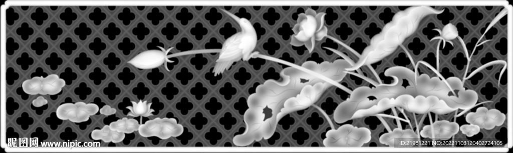 荷花灰度图图片