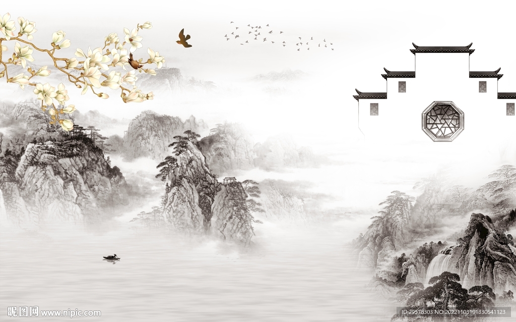 高档 爆款中式山水 TIf分层