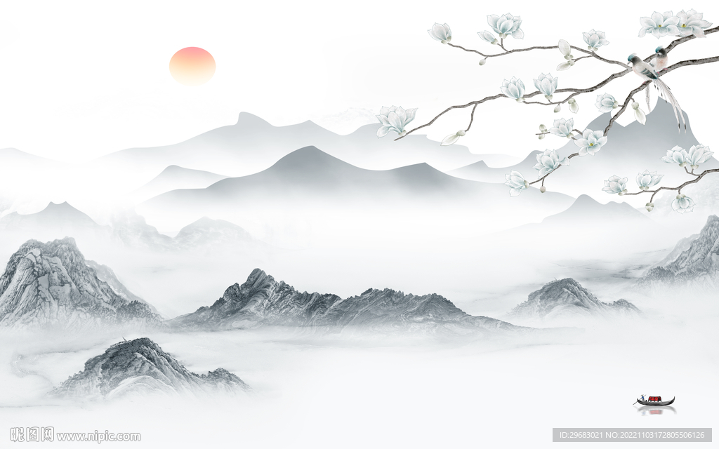 爆款 最新山水框画 TIF分层