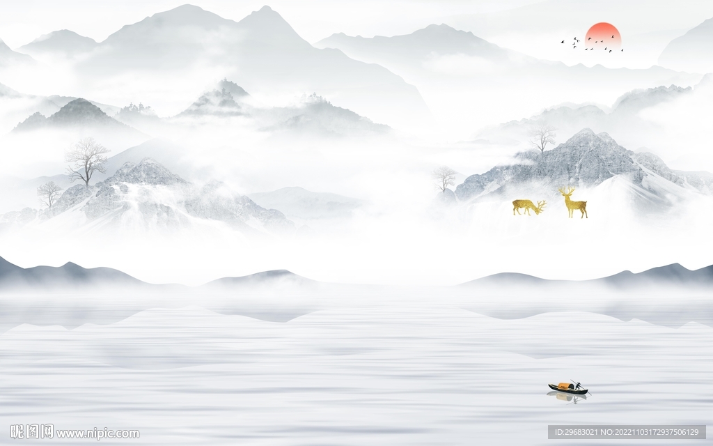 人气 最新山水框画 TIF分层