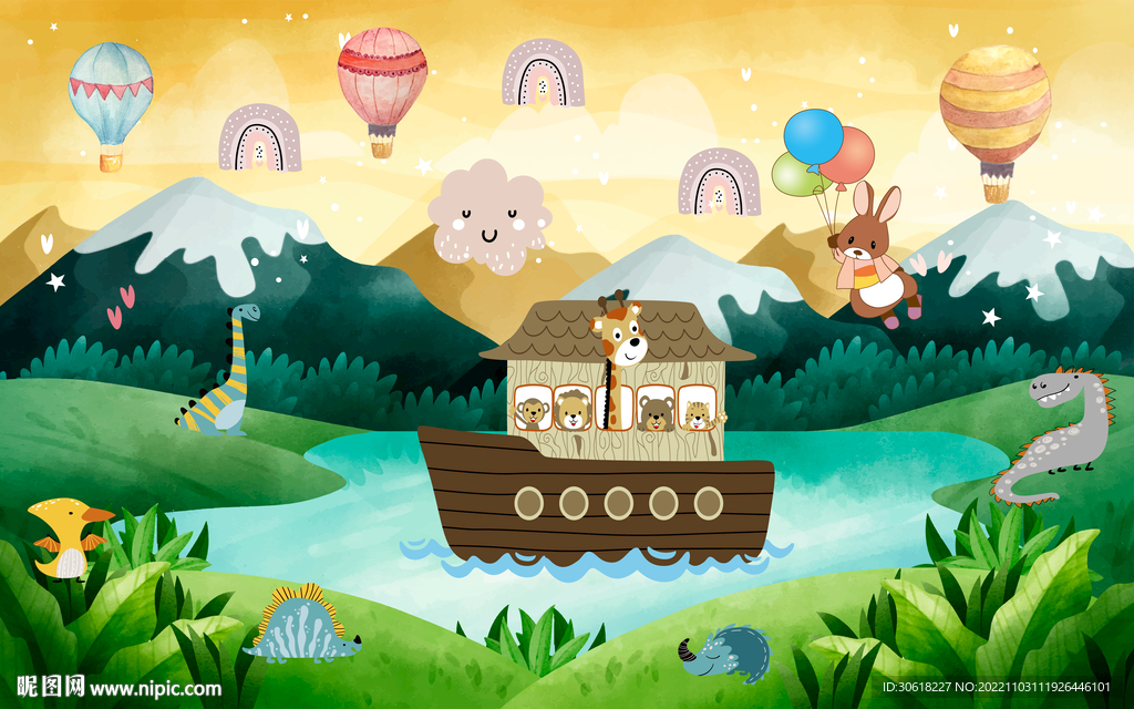 卡通儿童房背景墙