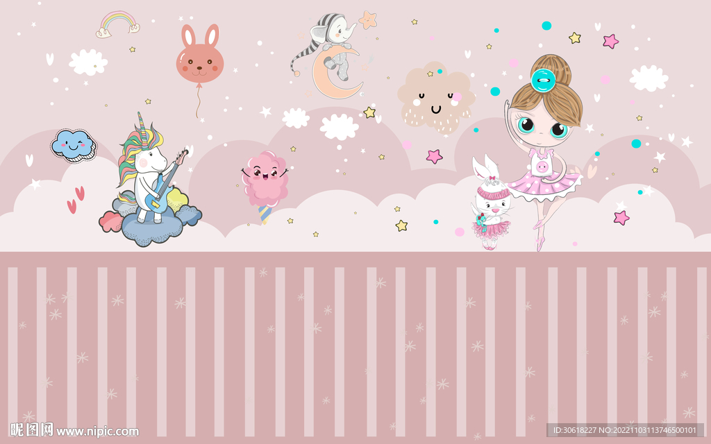 卡通儿童房背景墙