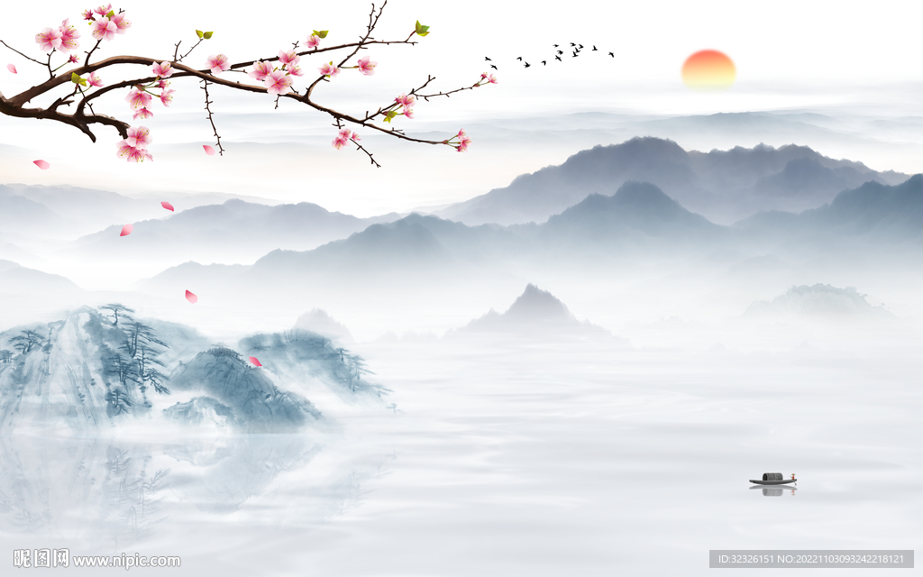 客厅 人气新款山水 tif分层