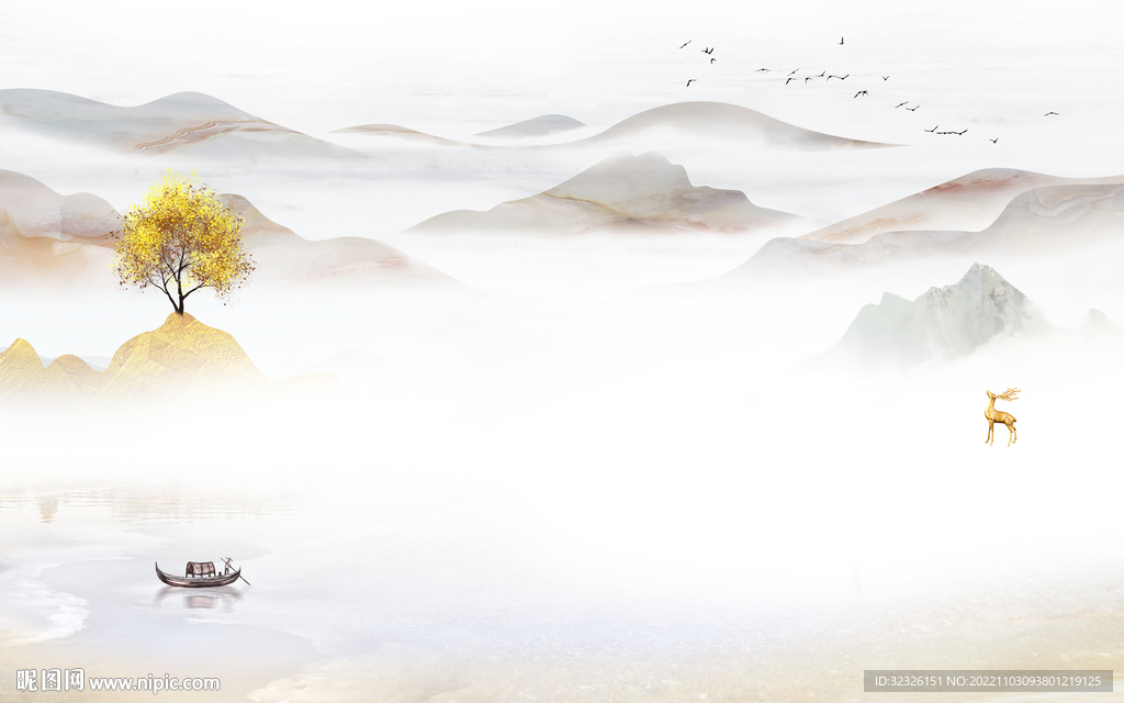 现代 人气新款山水 tif分层