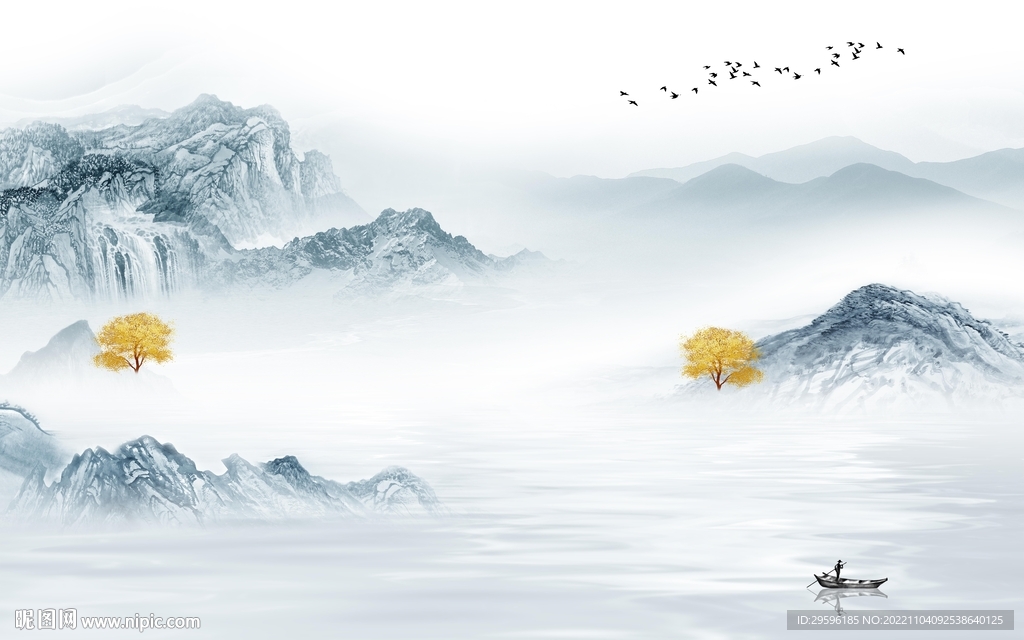 爆款 最新背景山水 TIF分层