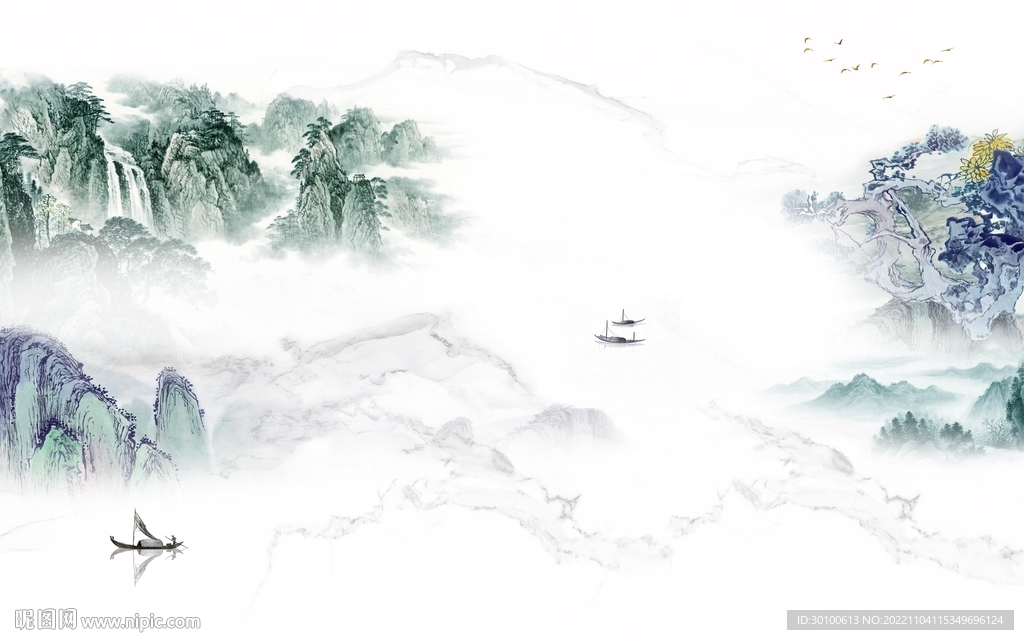 别墅 高端客厅山水 Tif分层