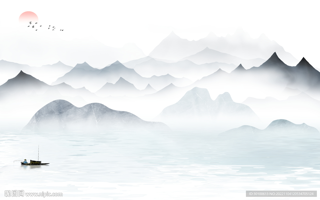 现代 高端客厅山水 Tif分层