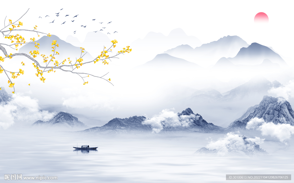 高清 高端客厅山水 Tif分层