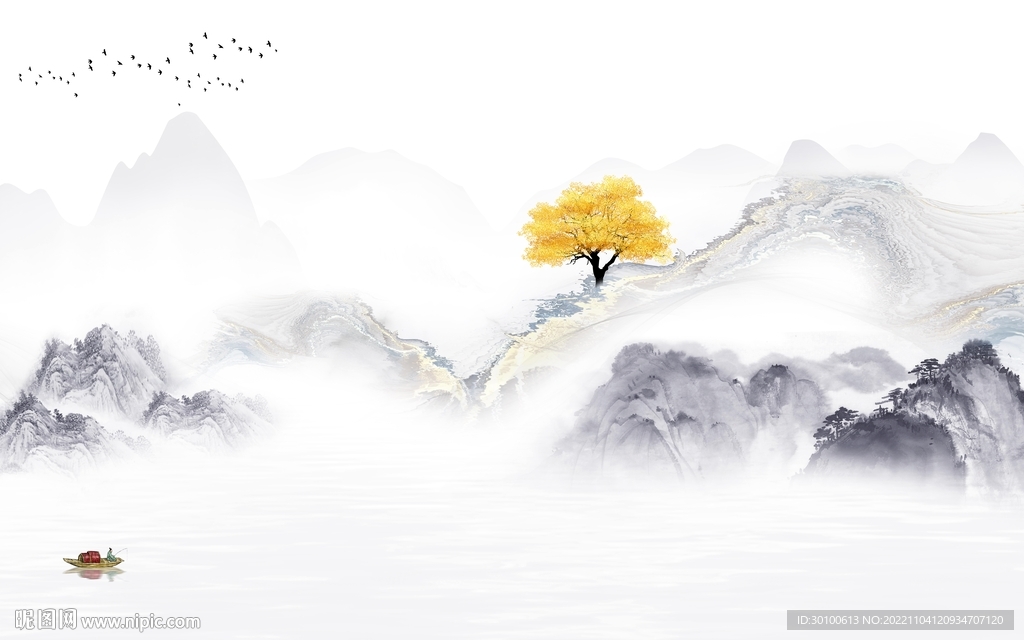 意境 高端客厅山水 Tif分层