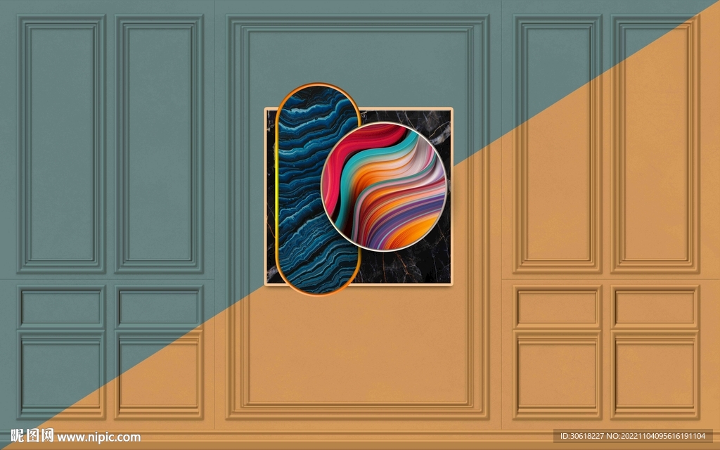 现代轻奢直播背景墙