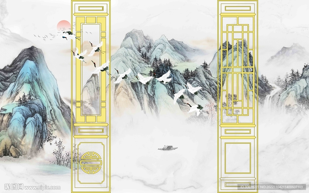 新中式背景墙 
