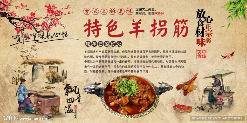 特色羊拐筋背景墙