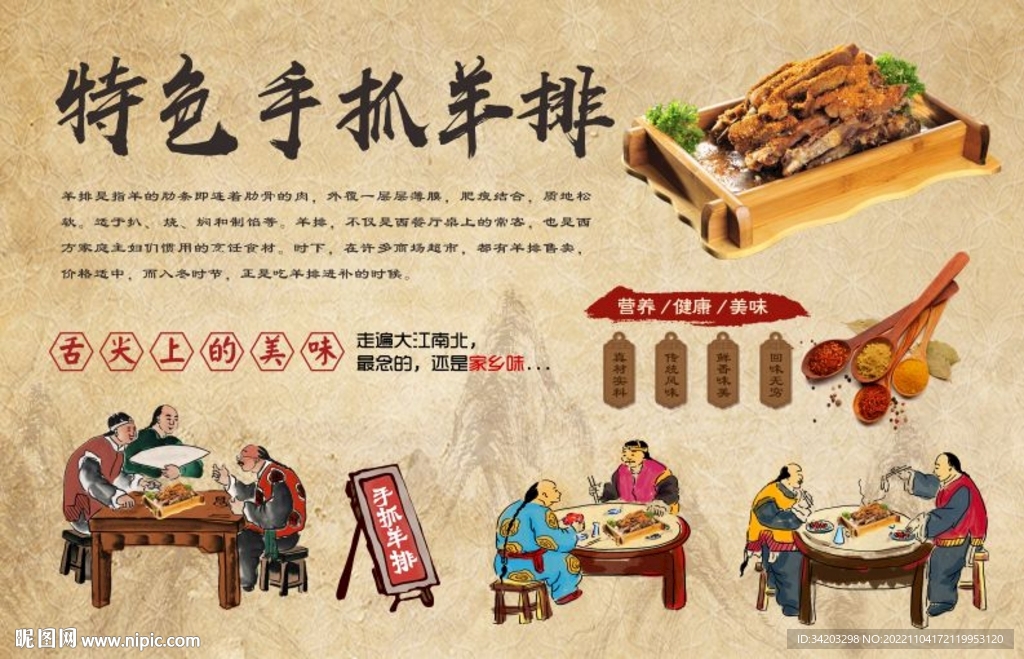 手抓羊排背景墙