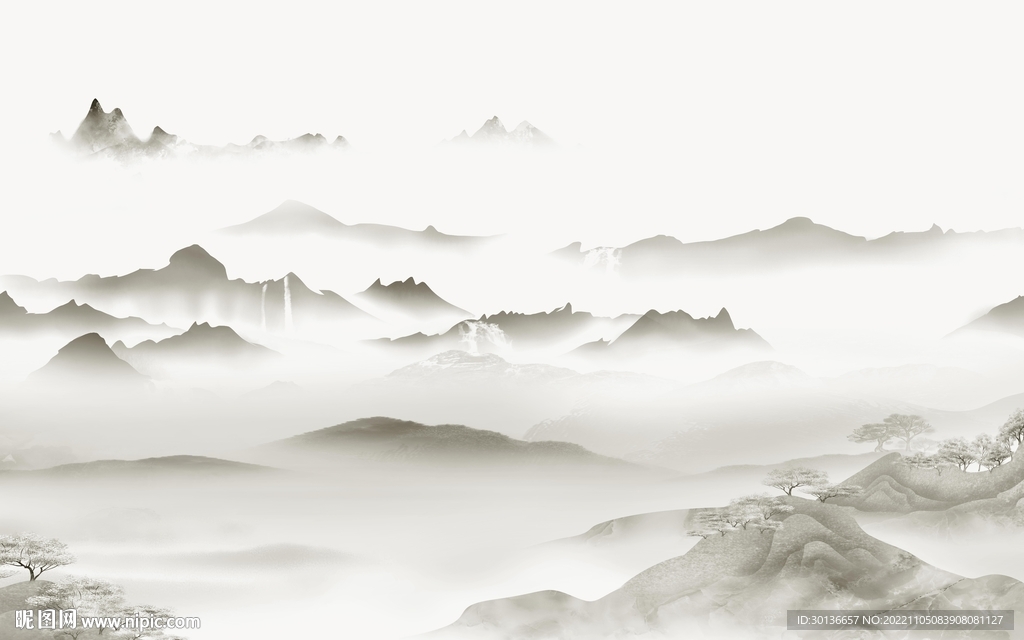 现代 极简背景山水 tif分层