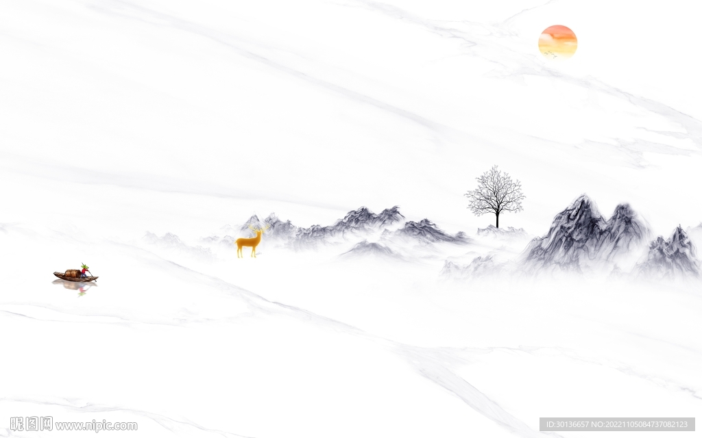 高清 极简背景山水 tif分层