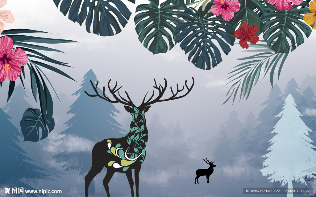 高档 高清背景墙画 TIF分层