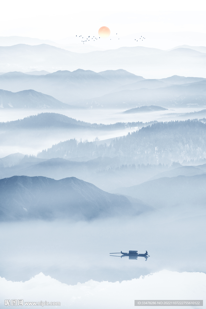 竖幅水墨画