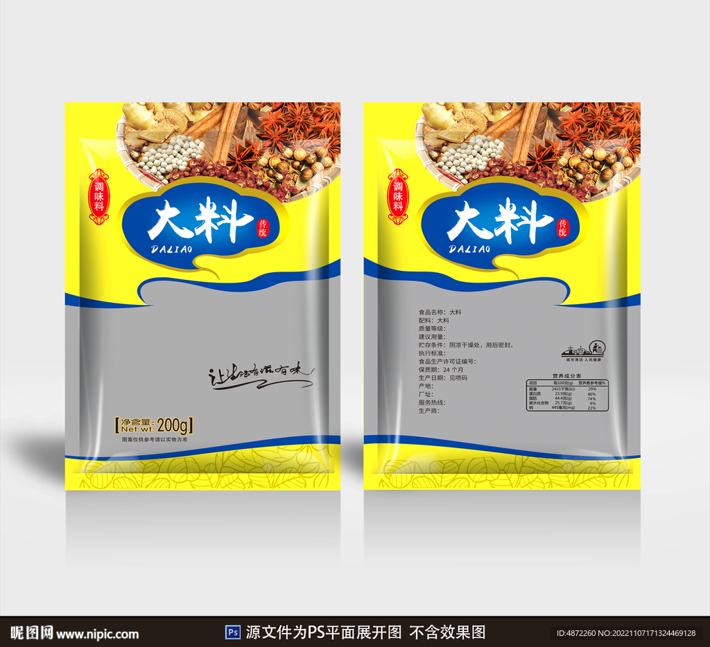 大料包装平面展开图