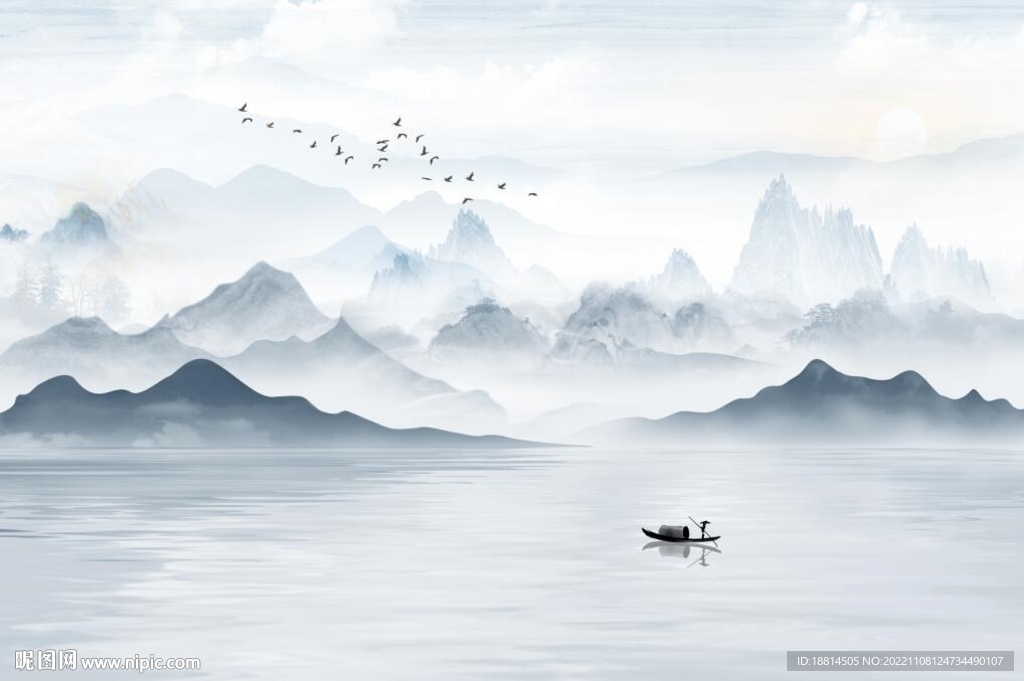 山水电视背景墙