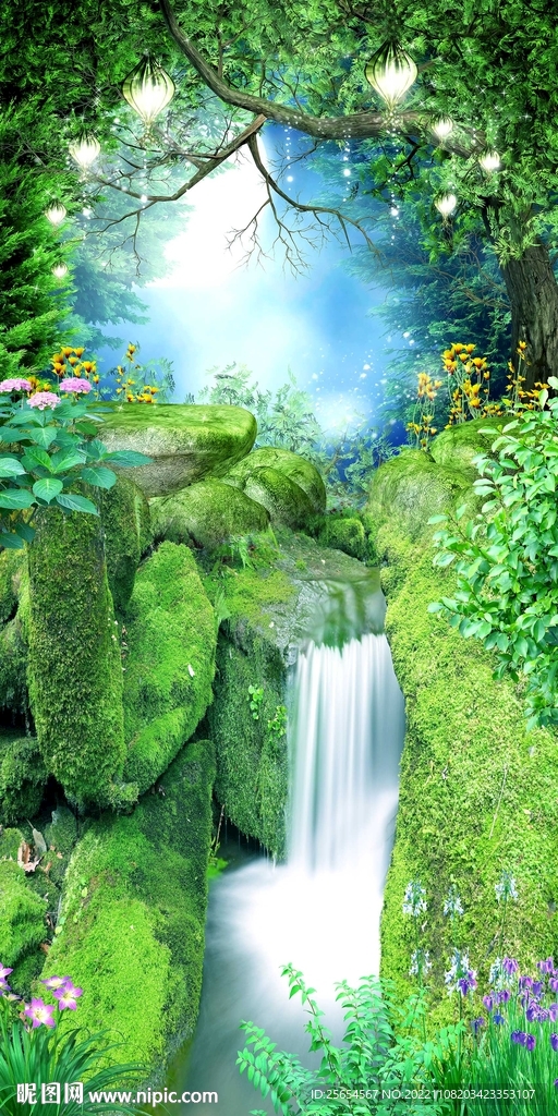 风景画流水玄关