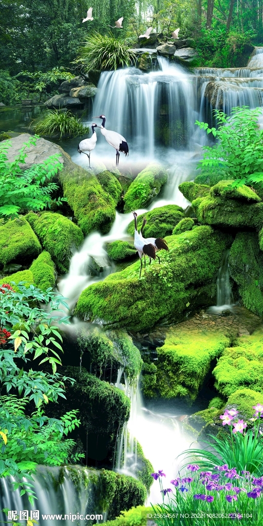 大自然绿色瀑布玄关