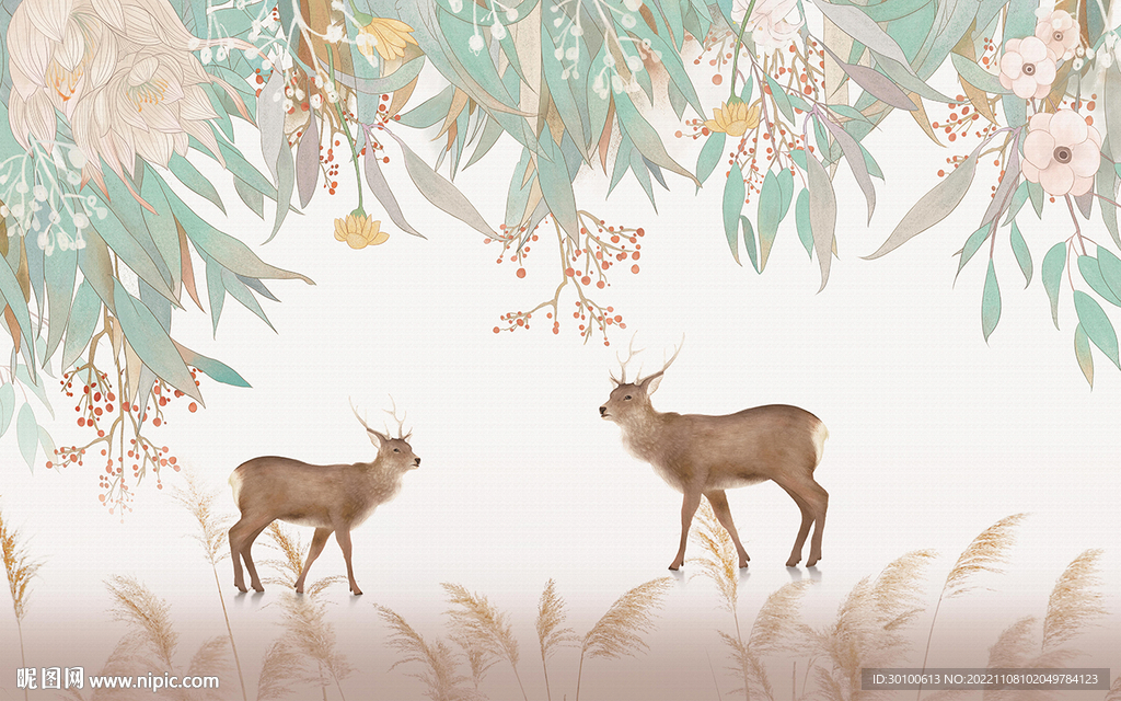 豪华 北欧背景墙画 TIF分层