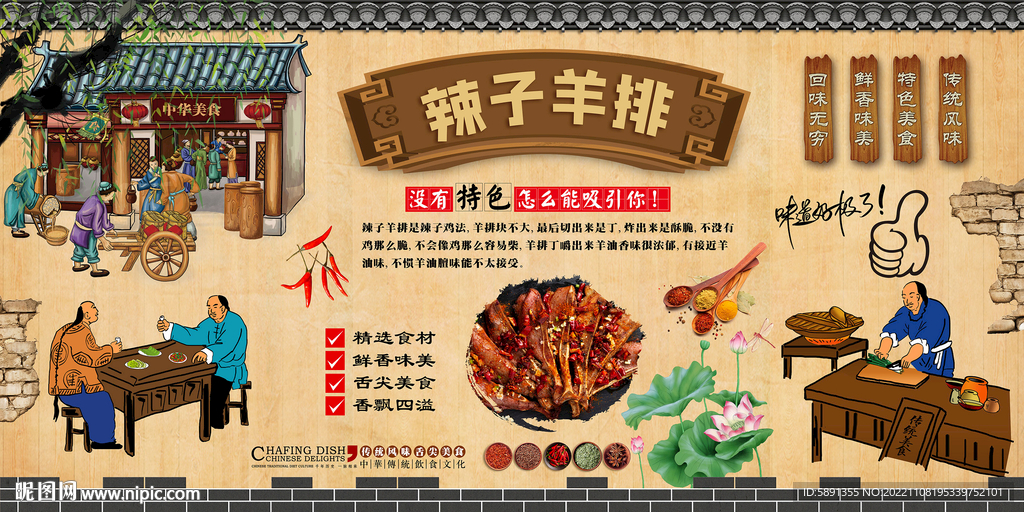 辣子羊排背景墙