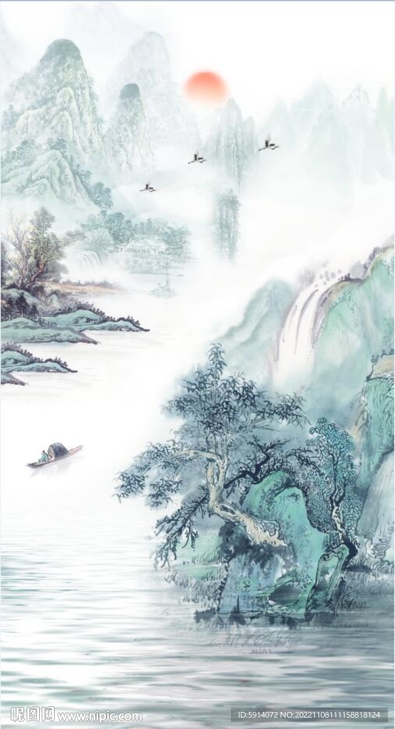 装饰画 水墨山水画 江南风情