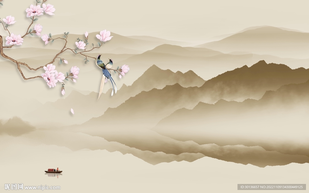 别墅 客厅高清山水 tif分层