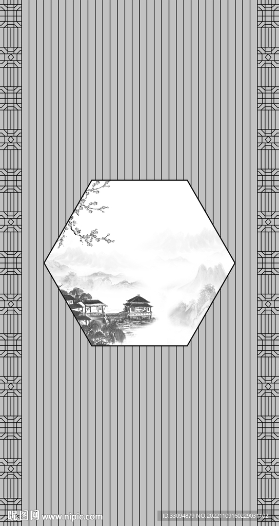 高清分层透明底推拉门打印图