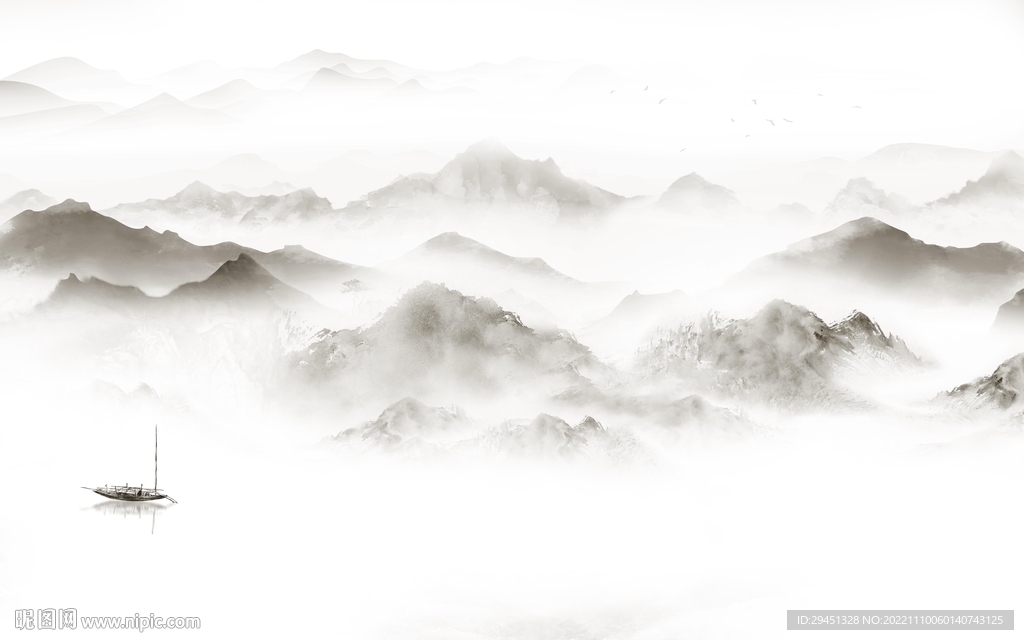 意境 爆款山水墙画 Tif分层