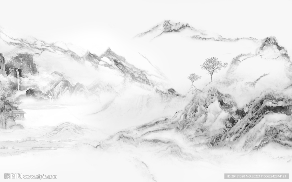 新款 爆款山水墙画 Tif分层