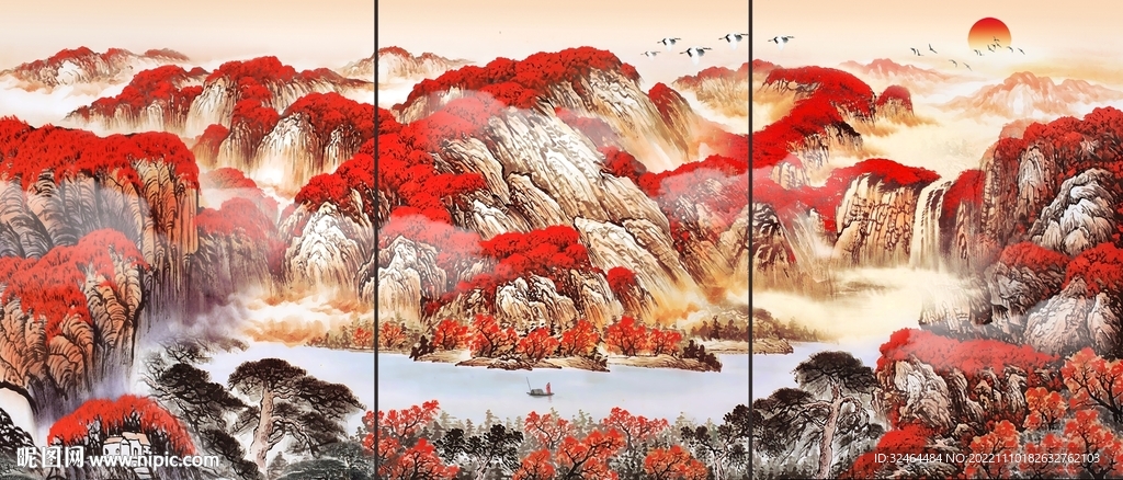 鸿运当头三联画