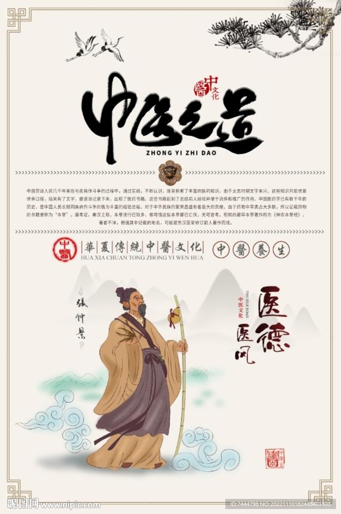 中医文化张仲景海报